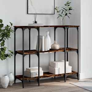 Konzolna mizica dimljen hrast 102x35x90 cm inženirski les