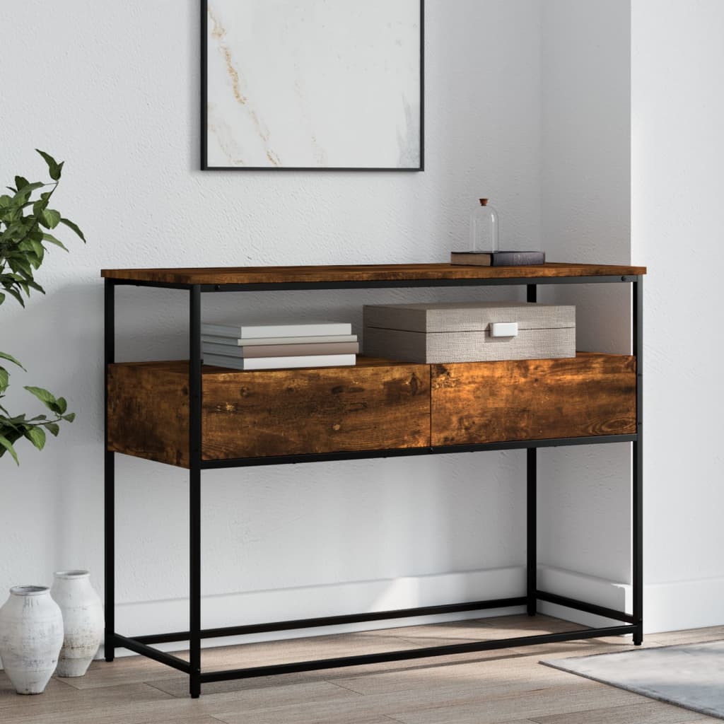 vidaXL Măsuță consolă, stejar fumuriu, 100x40x75 cm, lemn prelucrat