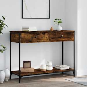 Konzolna mizica dimljen hrast 100x34,5x75 cm inženirski les