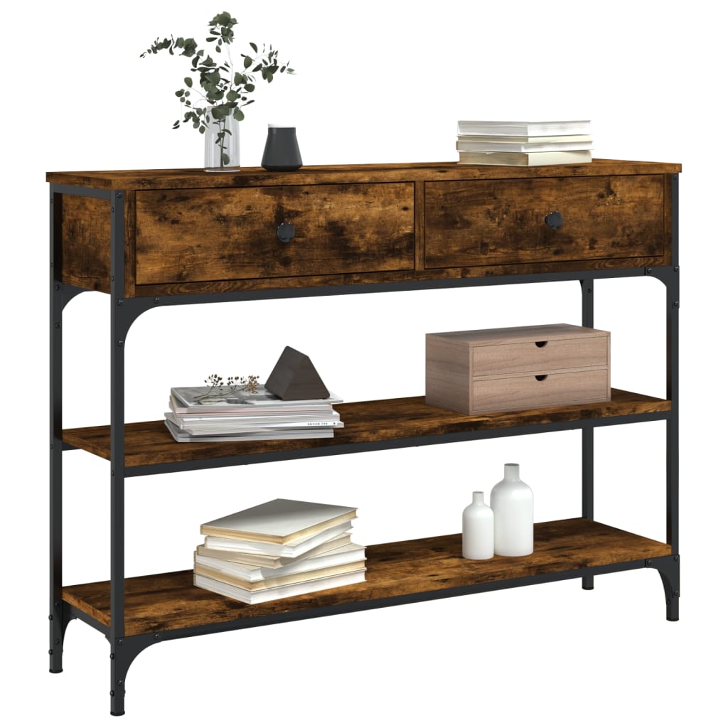 vidaXL Wandtafel 100x25x75 cm bewerkt hout gerookt eikenkleurig afbeelding