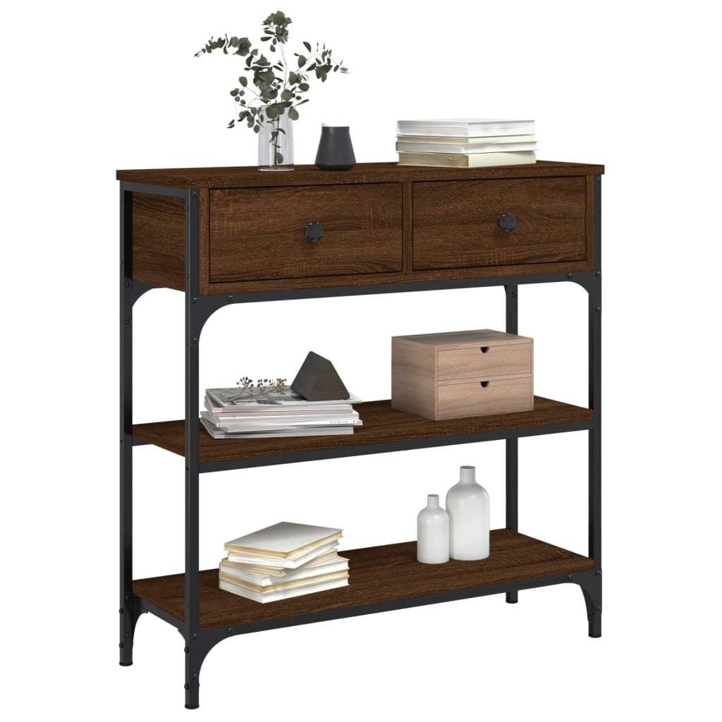 vidaXL Wandtafel 72,5x25x75 cm bewerkt hout bruin eikenkleur afbeelding