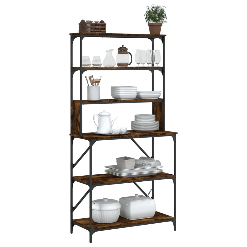 vidaXL Bakkersrek 6-laags 90x40x180 cm bewerkt hout gerookt eikenkleur afbeelding