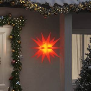 Svítící vánoční hvězda s LED skládací červená 57 cm - obrázek 1