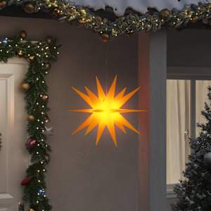Svítící vánoční hvězda s LED skládací žlutá 57 cm - obrázek 1