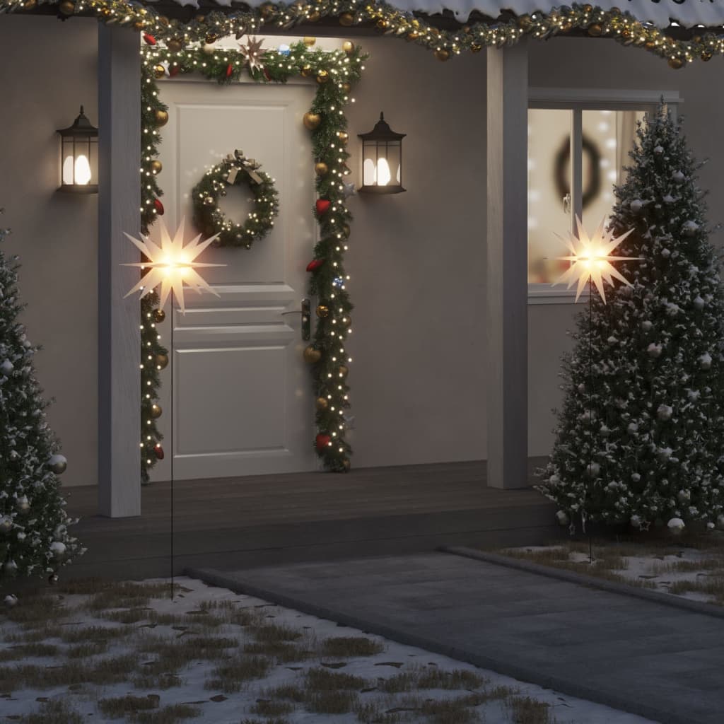 vidaXL juledekoration med LED-lys og jordspyd foldbar 57 cm hvid
