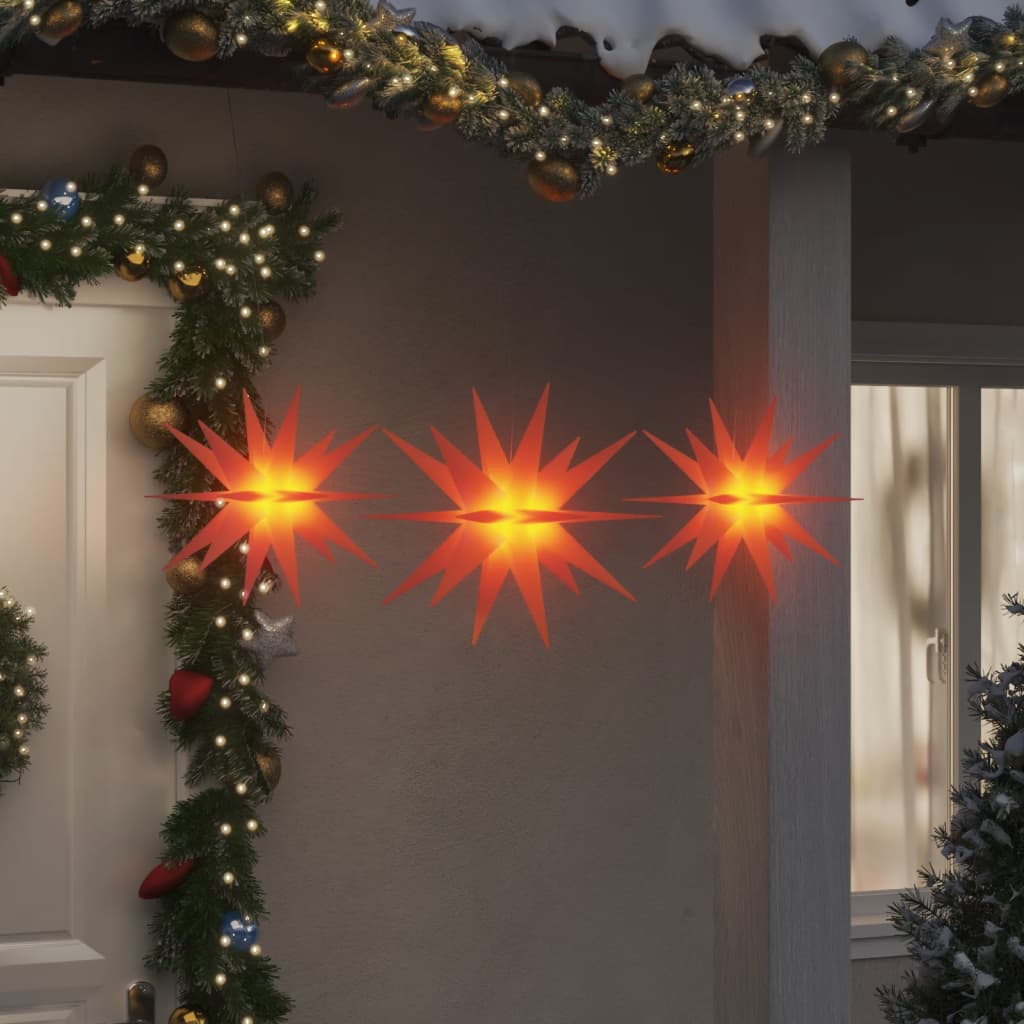 vidaXL juledekoration med LED-lys 3 stk. foldbar rød