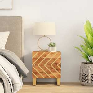 Nočna omarica rjava in črna cm trden mangov les