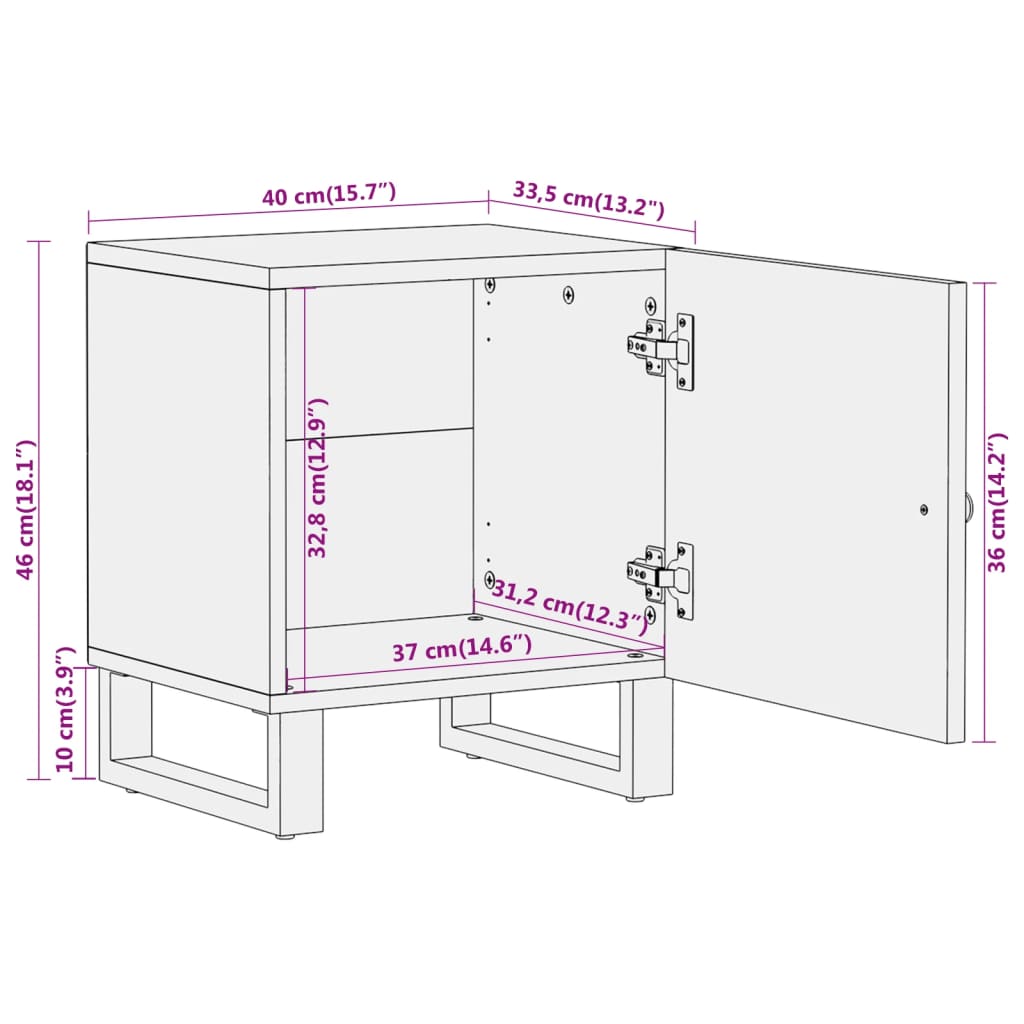 naktsskapīši, 2 gab., brūni un melni, mango masīvkoks