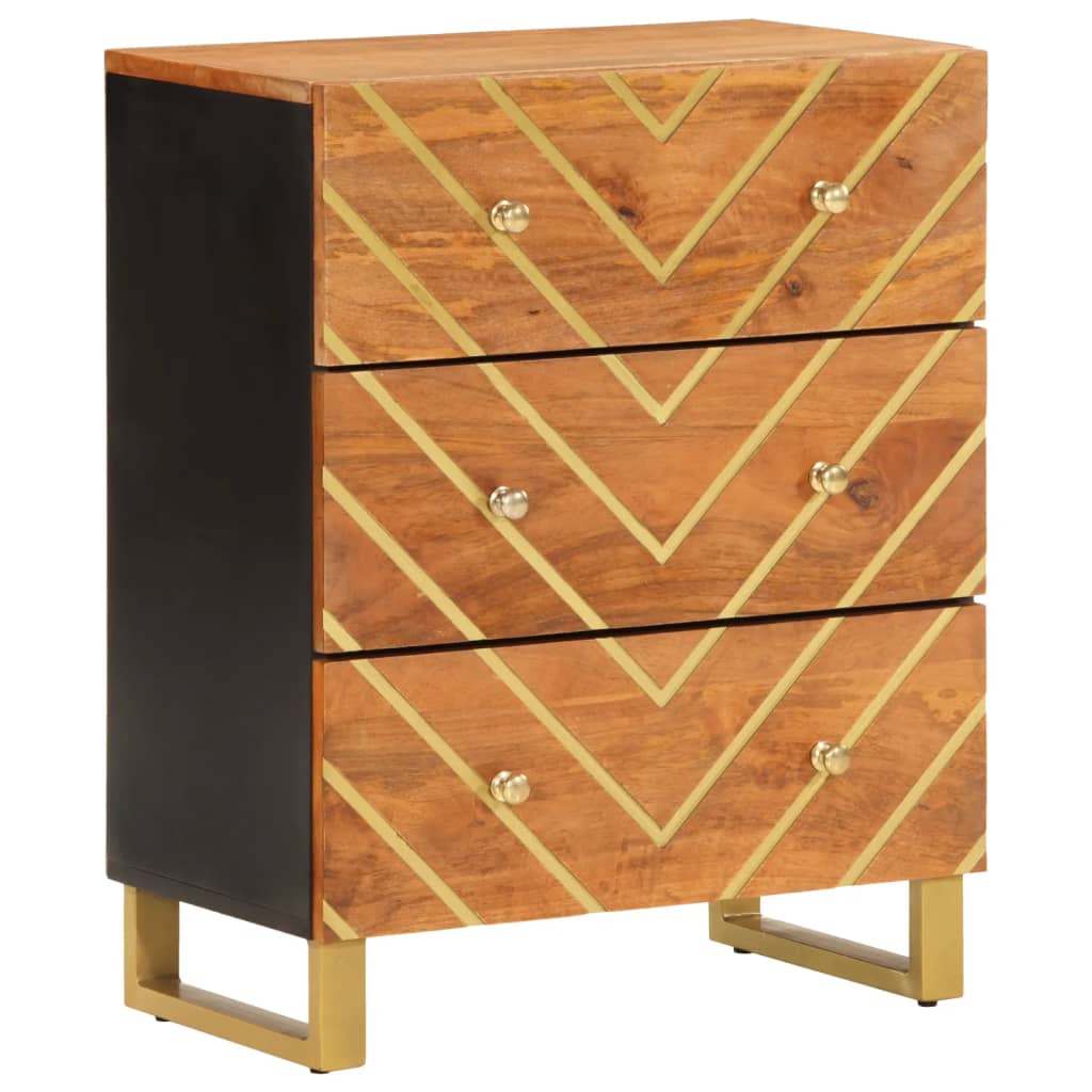 Thumbnail - vidaXL Beistellschrank Braun und Schwarz 60x33,5x75cm Massivholz Mango