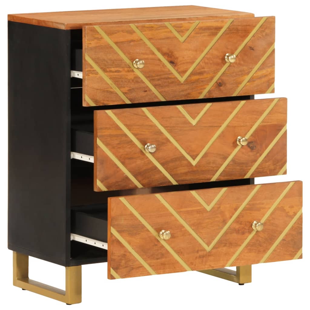 Thumbnail - vidaXL Beistellschrank Braun und Schwarz 60x33,5x75cm Massivholz Mango