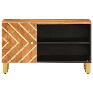 TV skříňka hnědá a černá 80 x 31,5 x 46 cm masivní mangovník - obrázek 4