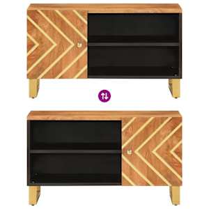 TV skříňka hnědá a černá 80 x 31,5 x 46 cm masivní mangovník - obrázek 7