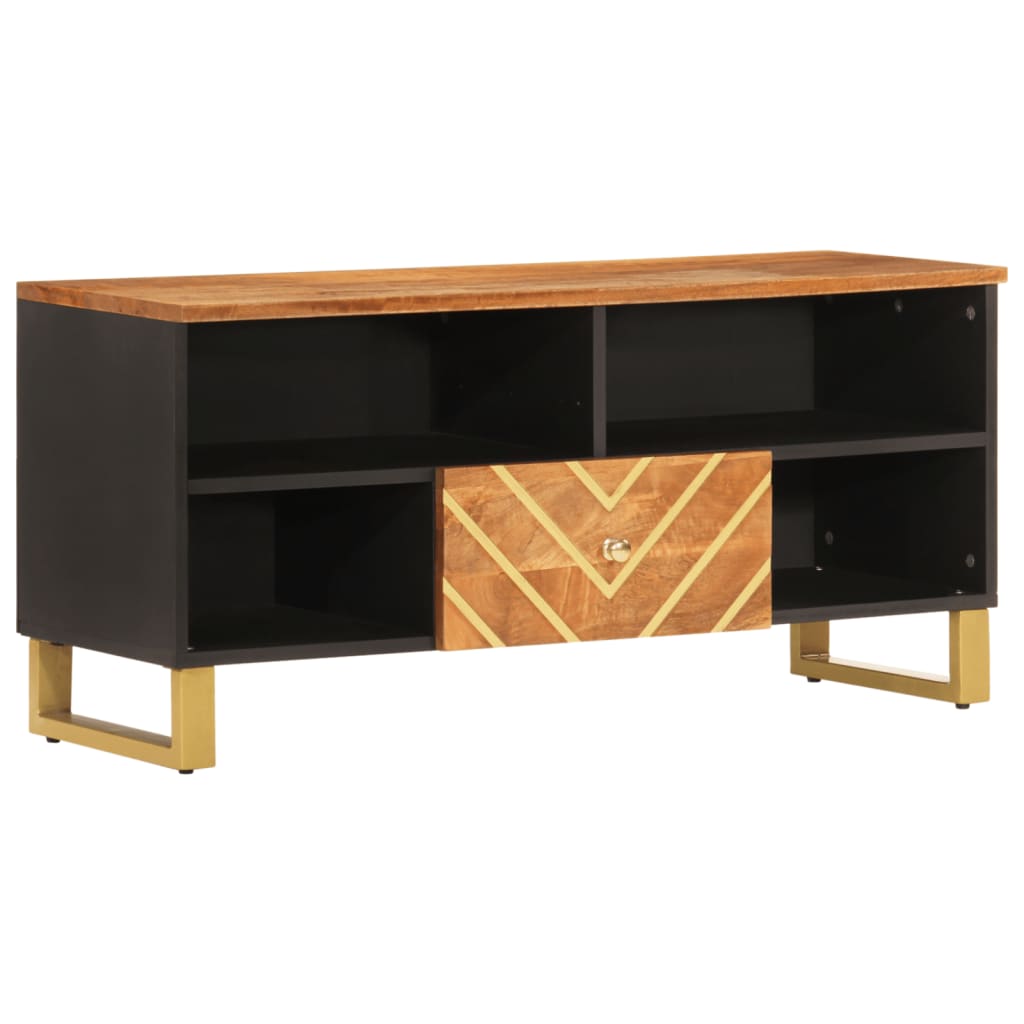 Thumbnail - vidaXL TV-Schrank Braun und Schwarz 100x33,5x46 cm Massivholz Mango