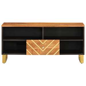 TV skříňka hnědá a černá 100 x 33,5 x 46 cm masivní mangovník - obrázek 4