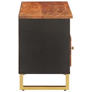 TV skříňka hnědá a černá 100 x 33,5 x 46 cm masivní mangovník - obrázek 5