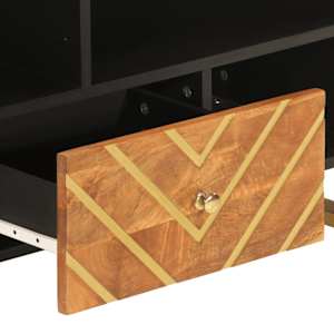 TV skříňka hnědá a černá 100 x 33,5 x 46 cm masivní mangovník - obrázek 7