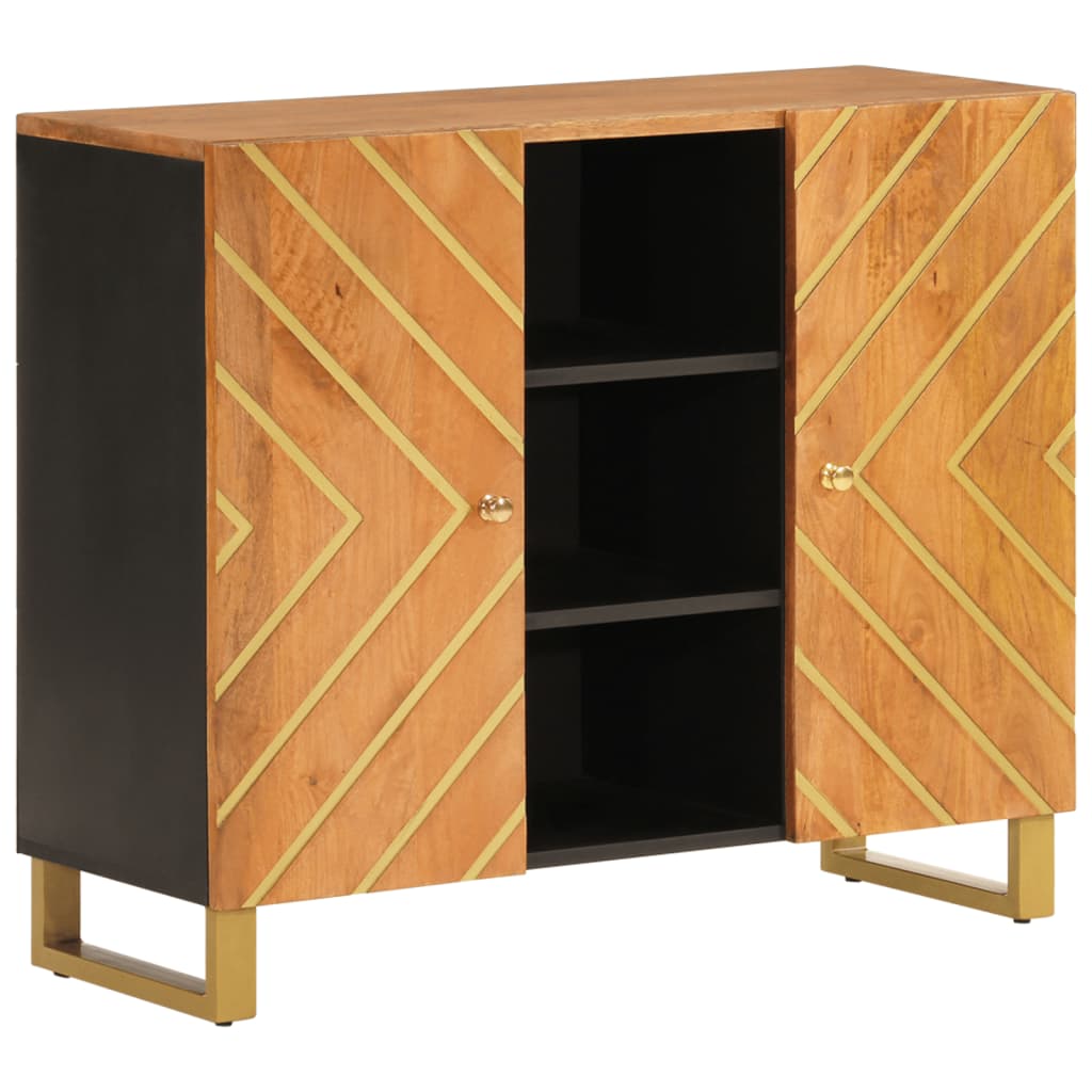 Thumbnail - vidaXL Beistellschrank Braun und Schwarz 90x33,5x75 Massivholz Mango