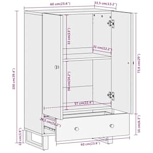 Skříň hnědá a černá 60x33,5x100 cm masivní mangovníkové dřevo - obrázek 11