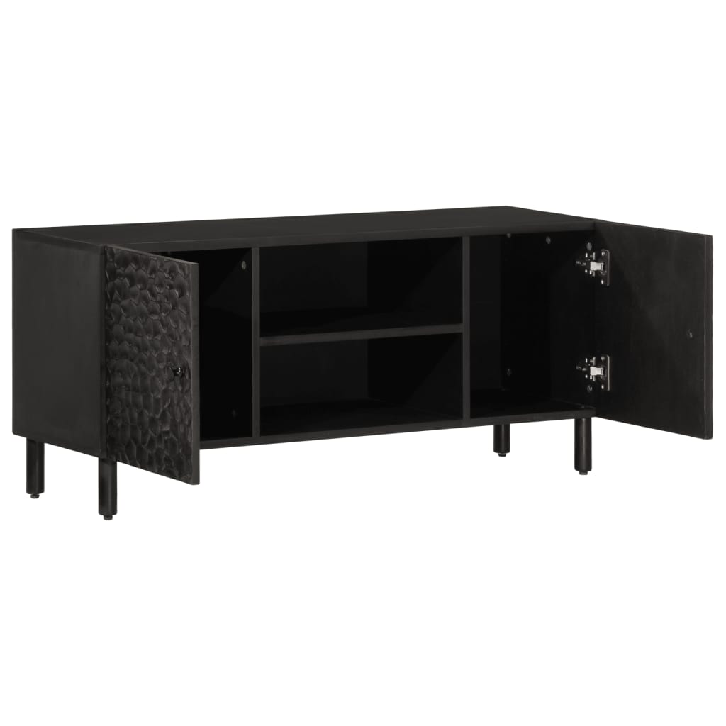 vidaXL TV skrinka, čierna 105x33x46 cm, mangový masív
