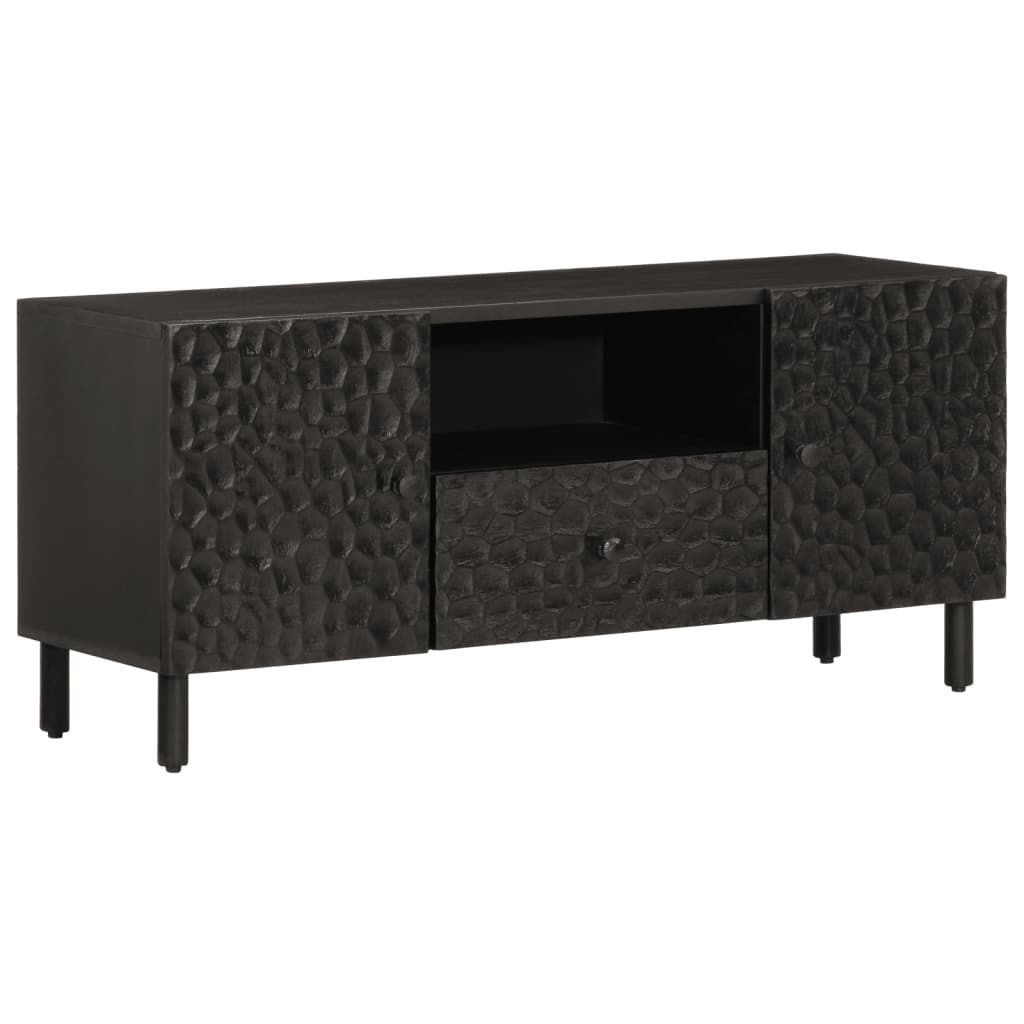 vidaXL TV-Schrank Schwarz 105x33x46 cm Massivholz Mango