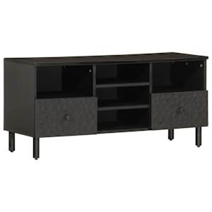 TV skříňka černá 100 x 33 x 46 cm masivní mangovníkové dřevo - obrázek 1