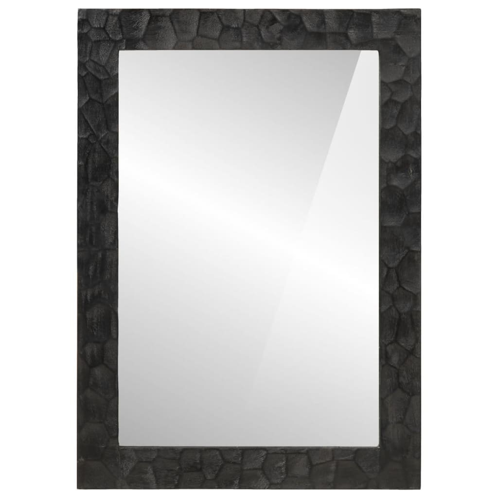 vidaXL Badkamerspiegel 50x70x2,5 cm massief mangohout en glas zwart afbeelding