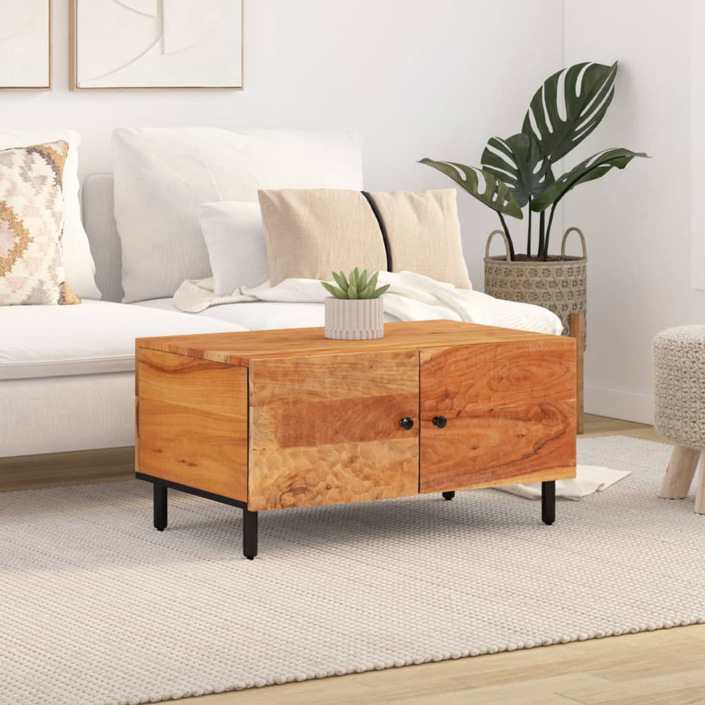 vidaXL Salontafel 80x50x40 cm massief acaciahout afbeelding