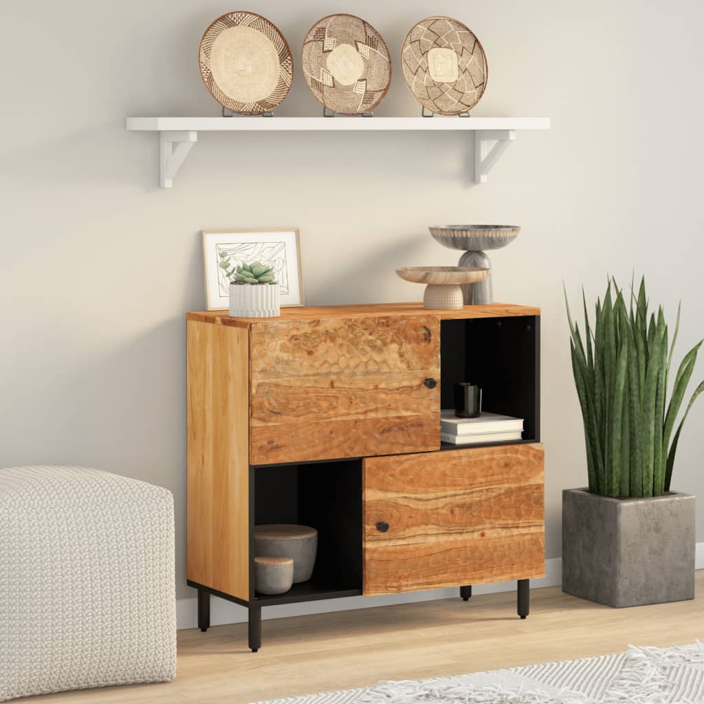 vidaXL Bijzetkast 80x33x75 cm massief acaciahout afbeelding