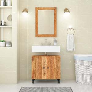 Koupelnové zrcadlo 50 x 70 x 2,5 cm masivní akácie a sklo - obrázek 3