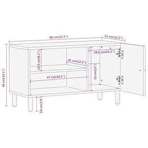 TV skříňka 80 x 31 x 46 cm masivní mangovníkové dřevo - obrázek 11