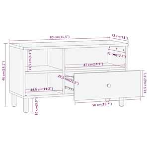 TV skříňka 80 x 33 x 46 cm masivní mangovníkové dřevo - obrázek 11