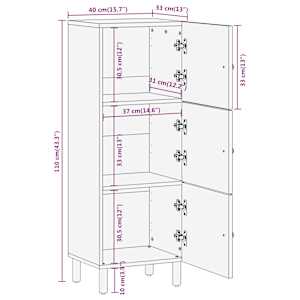 Skříň highboard 40 x 33 x 110 cm masivní mangovníkové dřevo - obrázek 11