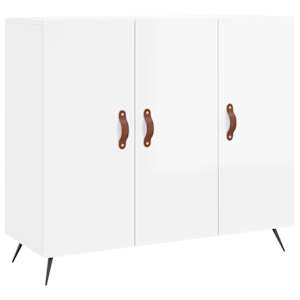 Příborník bílý s vysokým leskem 90x34x80 cm kompozitní dřevo - obrázek 2