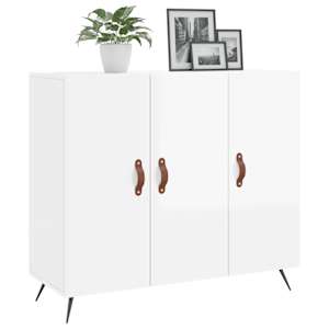 Příborník bílý s vysokým leskem 90x34x80 cm kompozitní dřevo - obrázek 3