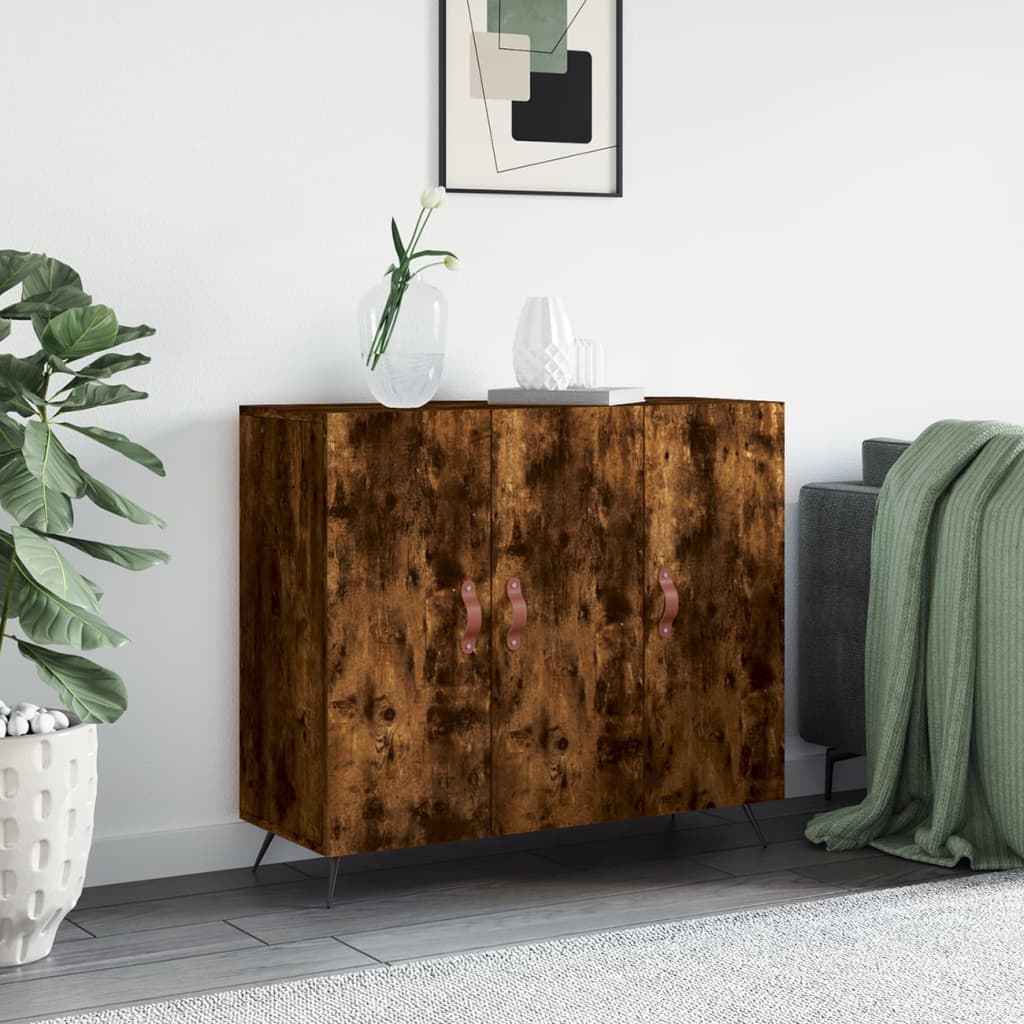 vidaXL Sideboard Räuchereiche 90x34x80 cm Holzwerkstoff