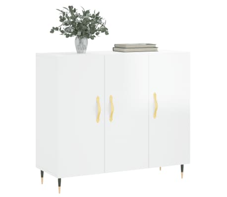 vidaXL Buffet blanc brillant 90x34x80 cm bois d'ingénierie