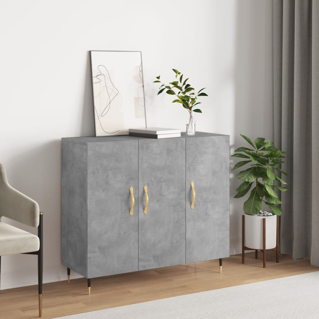vidaXL Dulap, gri beton, 90x34x80 cm, lemn compozit