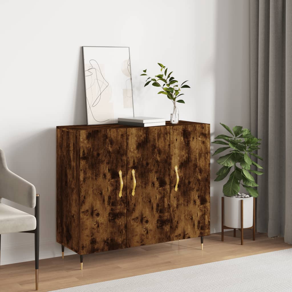 vidaXL Sideboard Räuchereiche 90x34x80 cm Holzwerkstoff