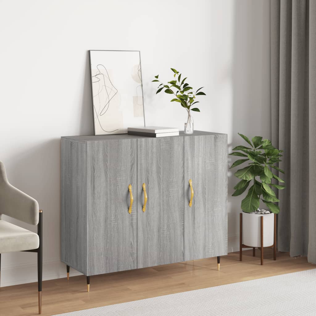 Sideboard Grau Sonoma 90x34x80 cm Holzwerkstoff