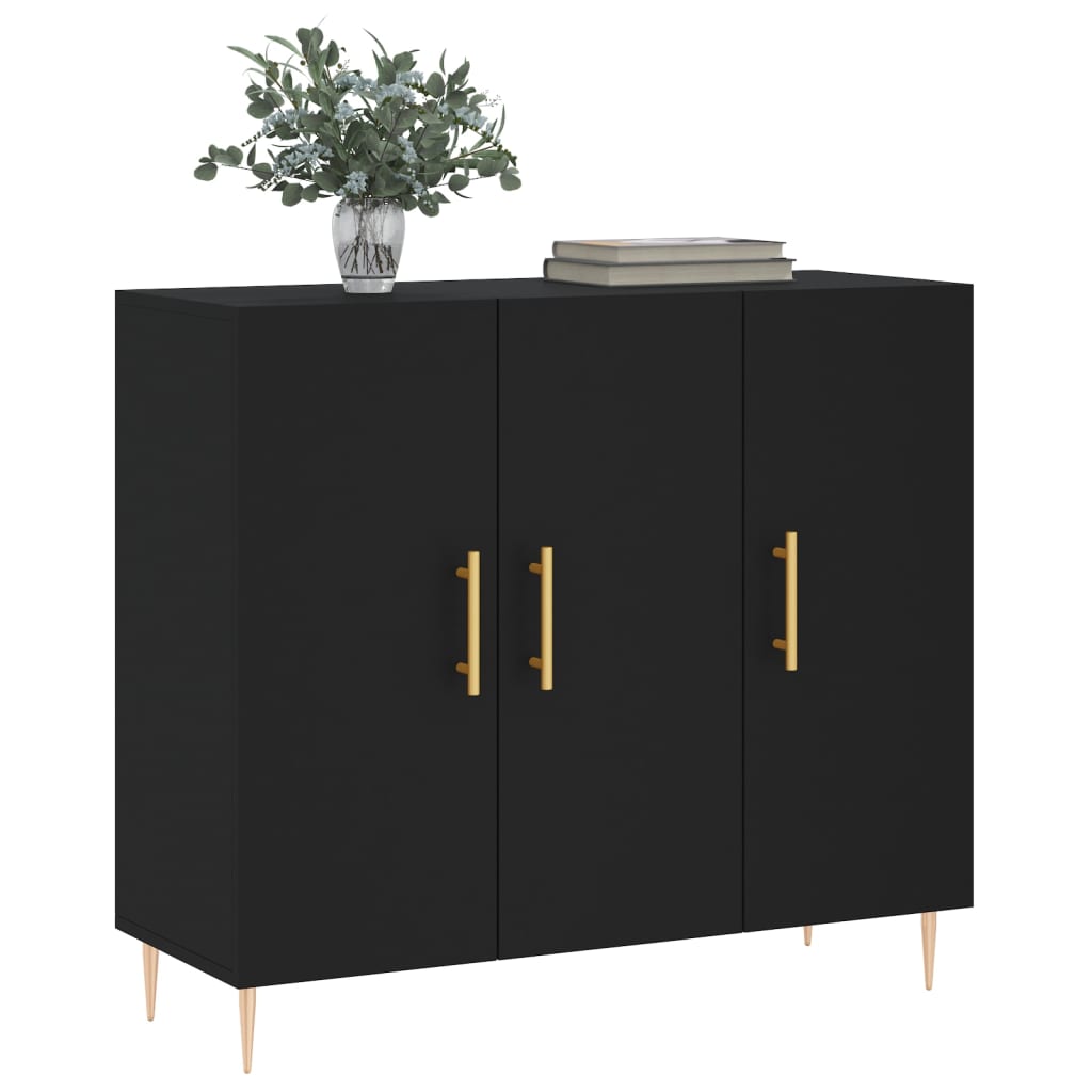 vidaXL Dressoir 90x34x80 cm bewerkt hout zwart afbeelding