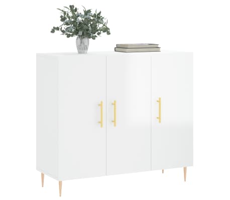 vidaXL Sideboard High Gloss White 90x34x80 cm Engineered Wood