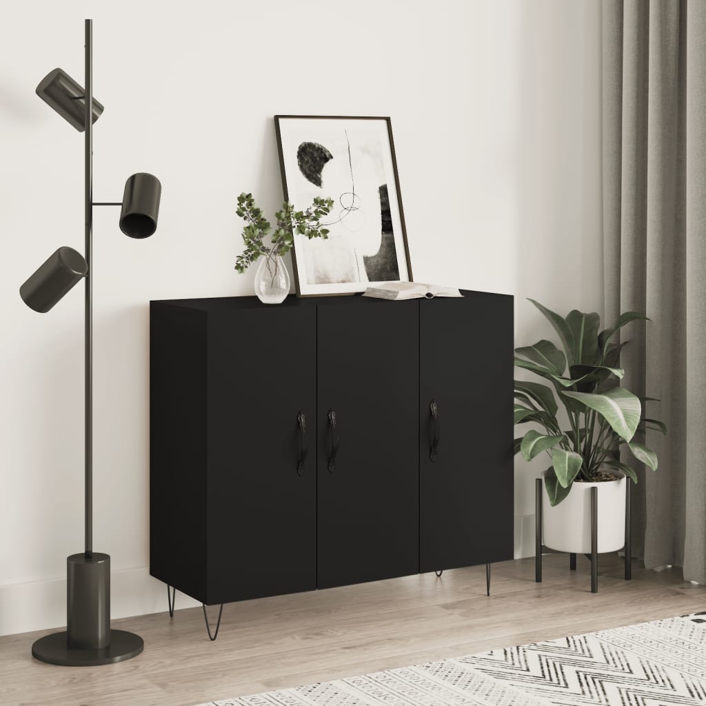 vidaXL Dulap, negru, 90x34x80 cm, lemn compozit