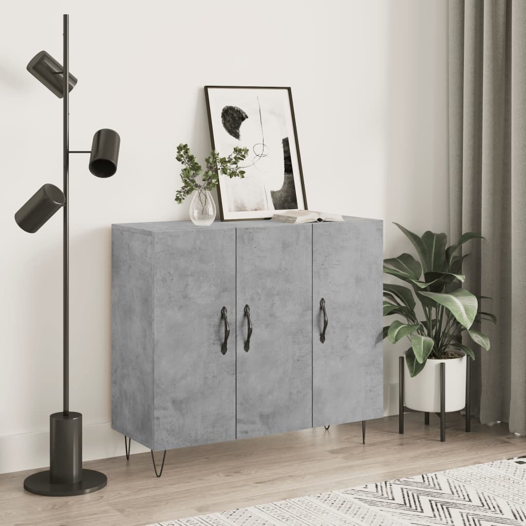 Buffet gris béton 90x34x80 cm bois d'ingénierie