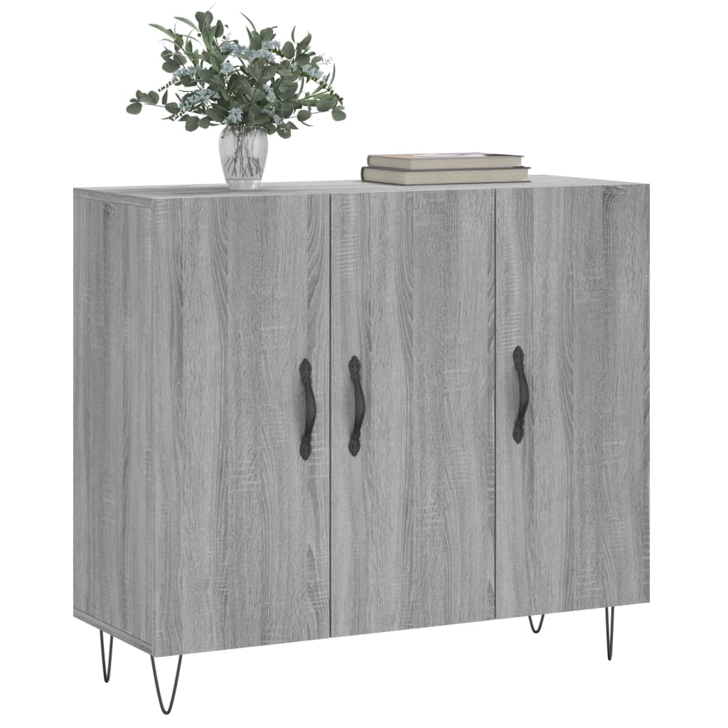 vidaXL Dressoir 90x34x80 cm bewerkt hout grijs sonoma eikenkleurig afbeelding