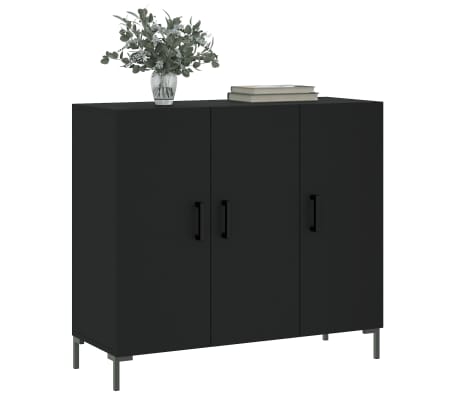 vidaXL kumode, melns, 90x34x80 cm, inženierijas koks