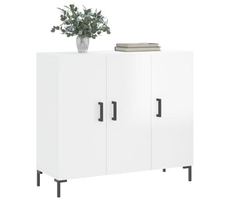 vidaXL Sideboard Hochglanz-Weiß 90x34x80 cm Holzwerkstoff