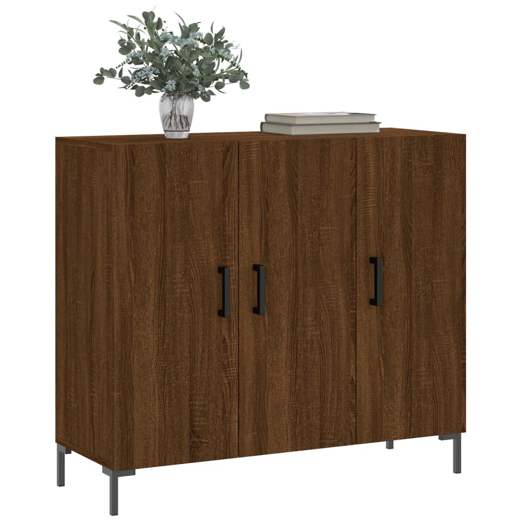 vidaXL Dressoir 90x34x80 cm bewerkt hout bruin eikenkleur afbeelding