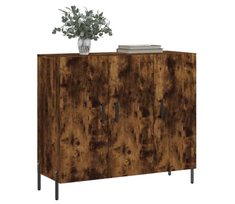 vidaXL Dulap, stejar fumuriu, 90x34x80 cm, lemn compozit
