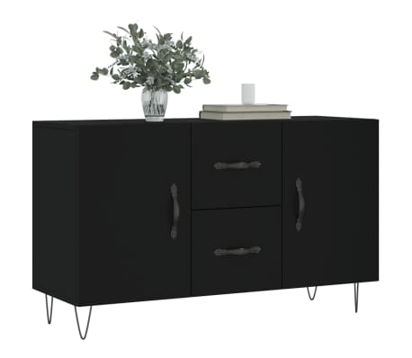 vidaXL Сайдборд, черен, 100x36x60 см, инженерно дърво