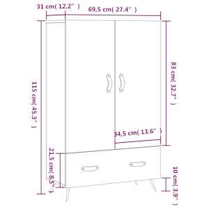 Skříň highboard betonově šedá 69,5x31x115 cm kompozitní dřevo - obrázek 13